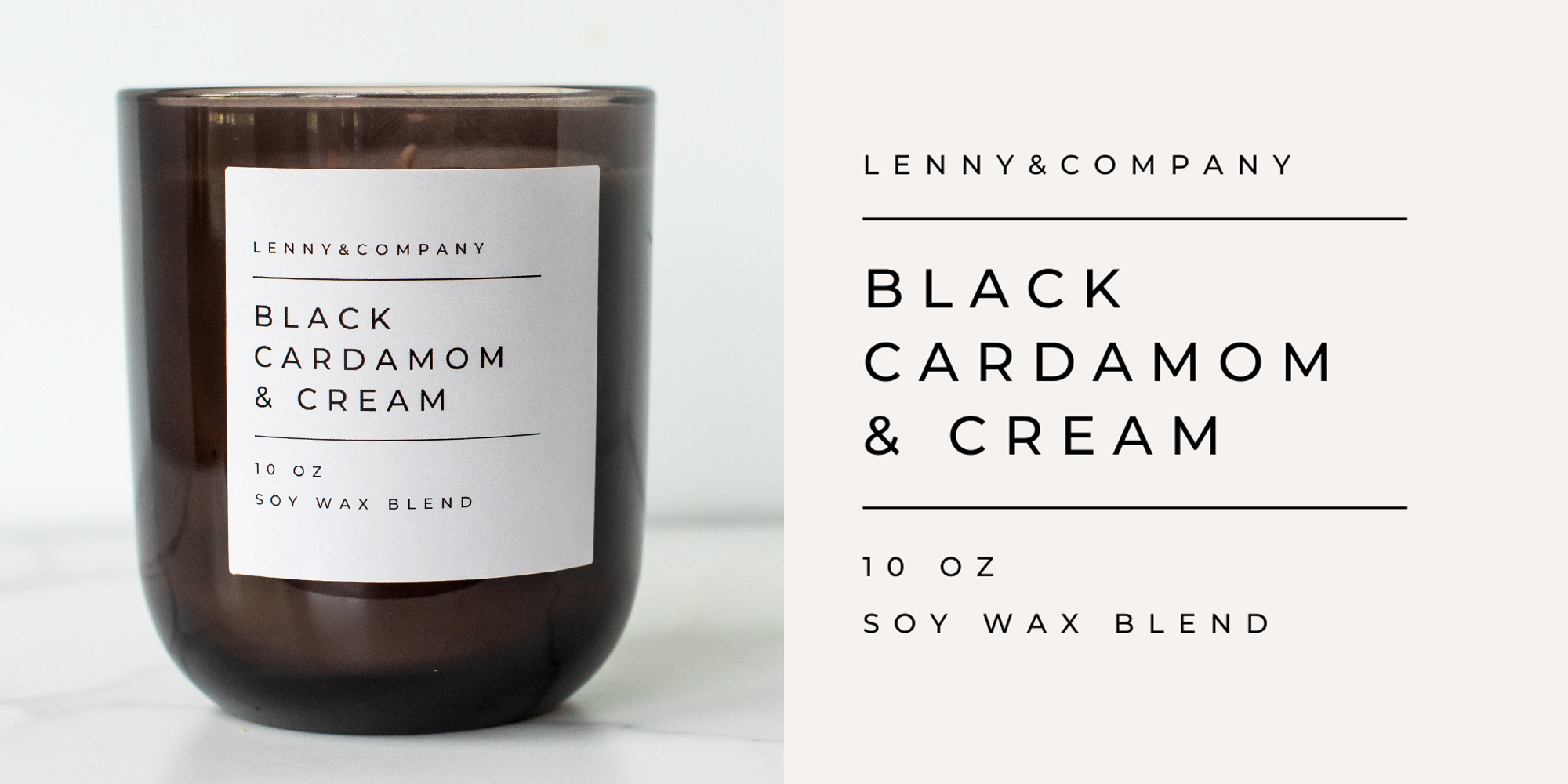 Black Cardamom and Cream fragrance oil candle and label.