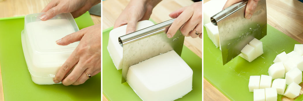 Cutting melt and pour soap base for soap making