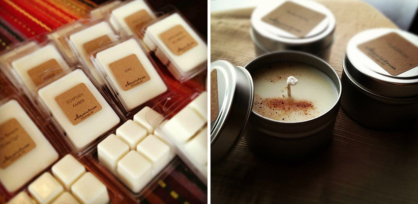 Witty wick wax melts and candle tins.