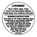 Round Candle Warning Label 2 Inch Diameter